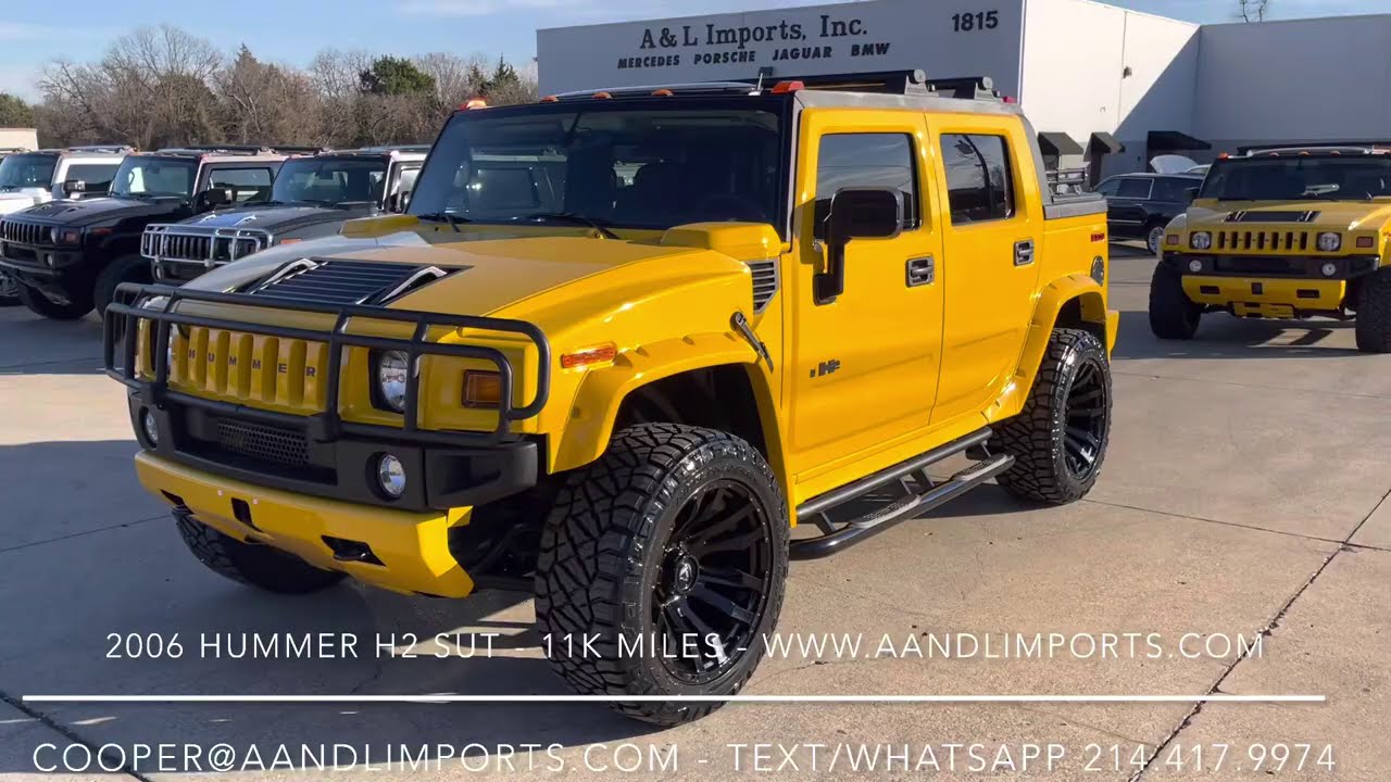 2006 Hummer H2 SUT Luxury Yellow with Ebony - 11k original miles - Custom  Black-Ops Build - YouTube