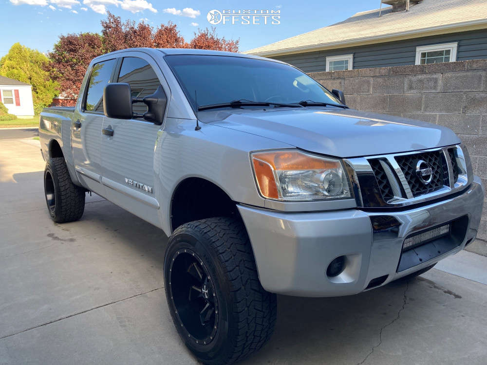 2012 Nissan Titan with 20x12 -44 Cali Offroad Distorted and 305/55R20 Big O  Big Foot A/T and Suspension Lift 6" | Custom Offsets