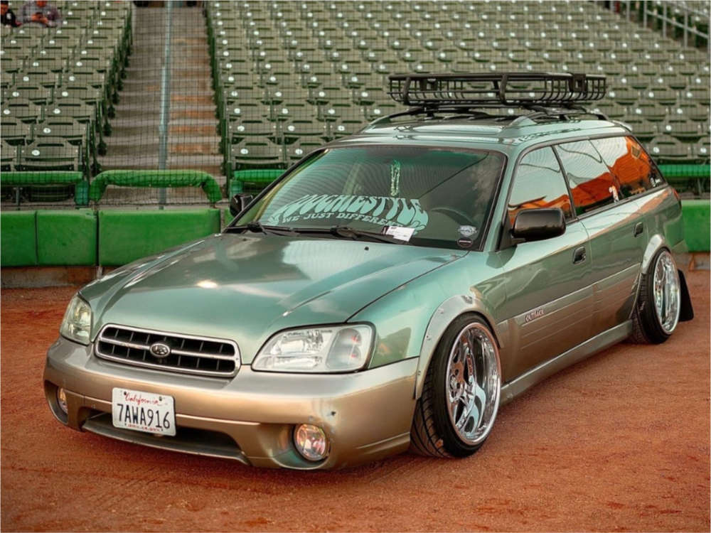 2003 Subaru Outback with 18x11 Weds Cerberus 2 and 245/35R18 Federal 595  Rpm and Coilovers | Custom Offsets