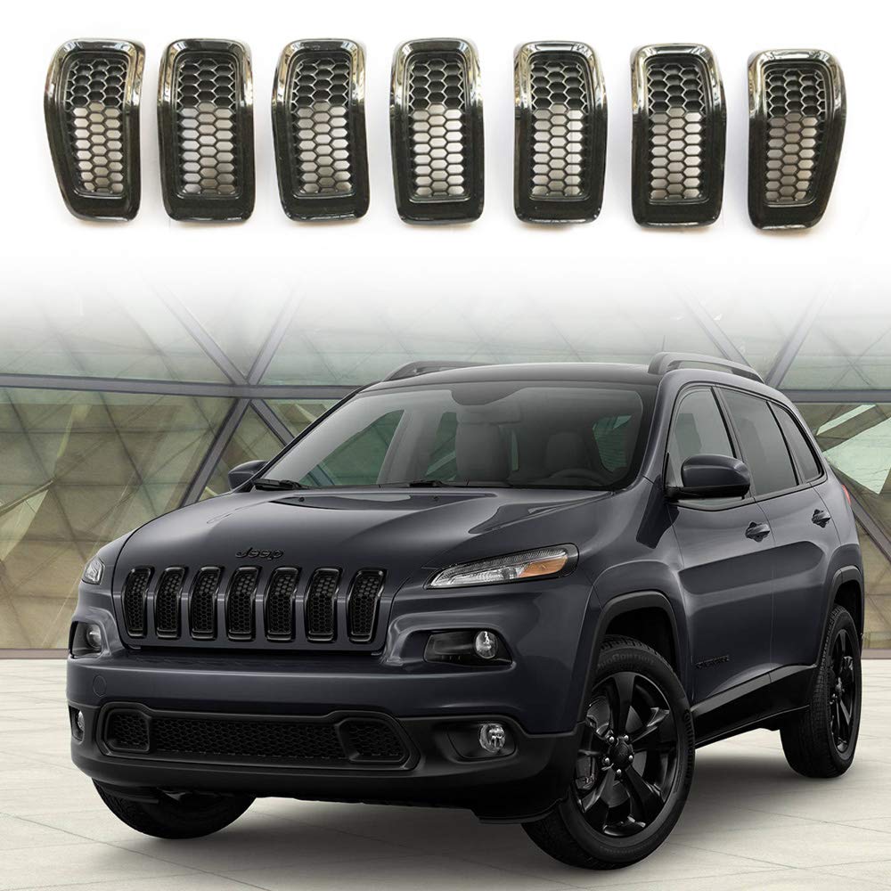 Amazon.com: YAV Black Grill Inserts for 2014-2018 Jeep Cherokee Front  Grille Inserts Honeycomb Mesh Trim Rims Covers Accessories : Automotive