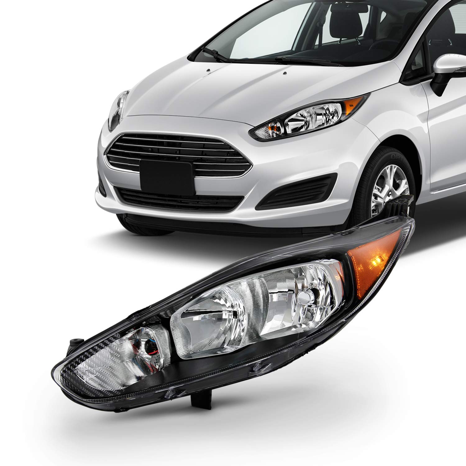 Amazon.com: AKKON - Fits 2014 2015 2016 2017 Ford Fiesta S SE ST 2018  Titanium [Halogen Type] Black Trim Headlight Driver Left Headlamp :  Automotive