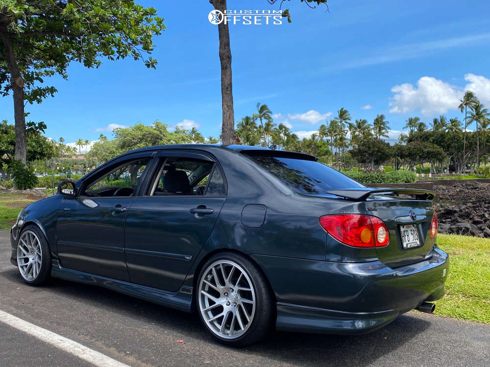 2004 Toyota Corolla with 18x9.5 35 Anovia Elder and 225/45R18 Vercelli  Strada Ii and Coilovers | Custom Offsets