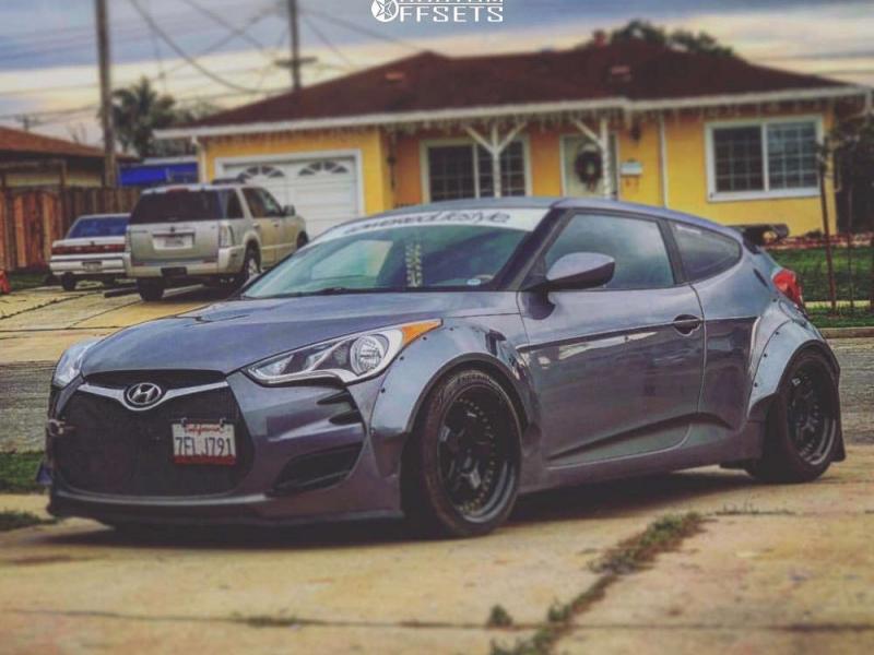 2014 Hyundai Veloster with 19x10.5 22 ESR Sr06 and 285/45R19 Federal  Couragia Xuv and Coilovers | Custom Offsets