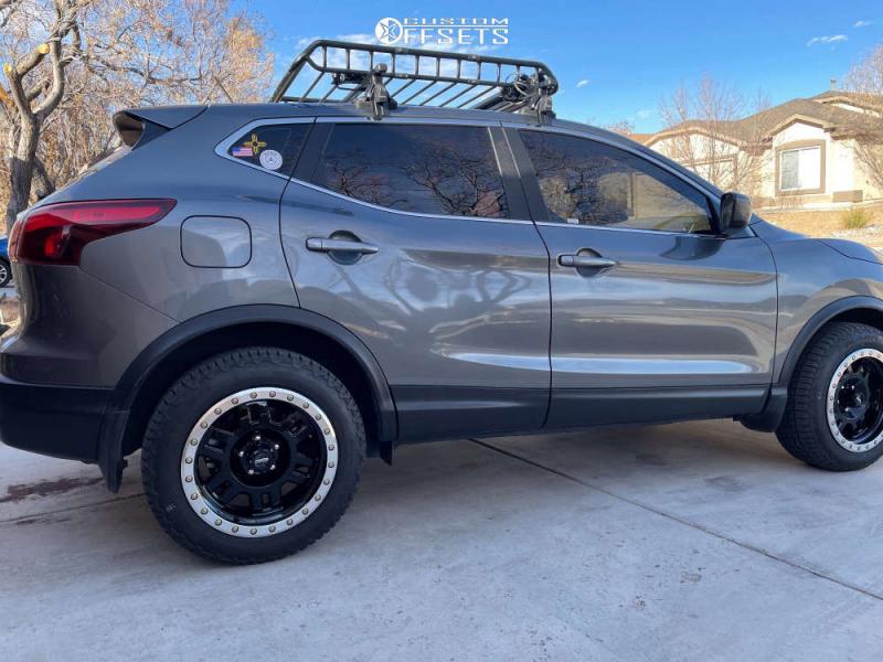 2019 Nissan Rogue Sport with 17x8.5 Vision Manx and 215/60R17 Falken  Wildpeak At and Stock | Custom Offsets